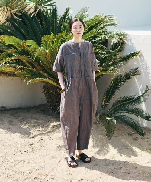 かぐれ（カグレ）の「『2サイズ展開』ワイドオールインワン（つなぎ/オールインワン・レディース・SANDBEIGE/CHARCOAL・0/1）」の5枚目の写真