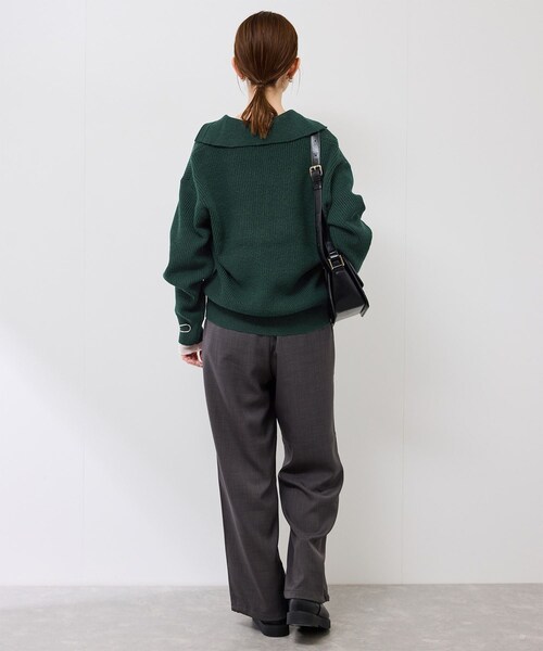 ROPE' PICNIC(ロペピクニック)の「スキッパーポロニットプルオーバー/イージーケア(ニット/セーター・レディース・グレー/オフホワイト/ダークグリーン/ネイビー・F)」の20枚目の写真