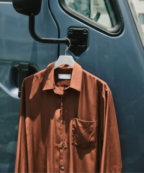 ADAM ET ROPE'(アダムエロペ)の「レーヨンポリエステルポプリンドレープシャツ(シャツ/ブラウス・メンズ・チャコール/ブラウン/ネイビー/ブルー系/ピンク・L/M)」の7枚目の写真