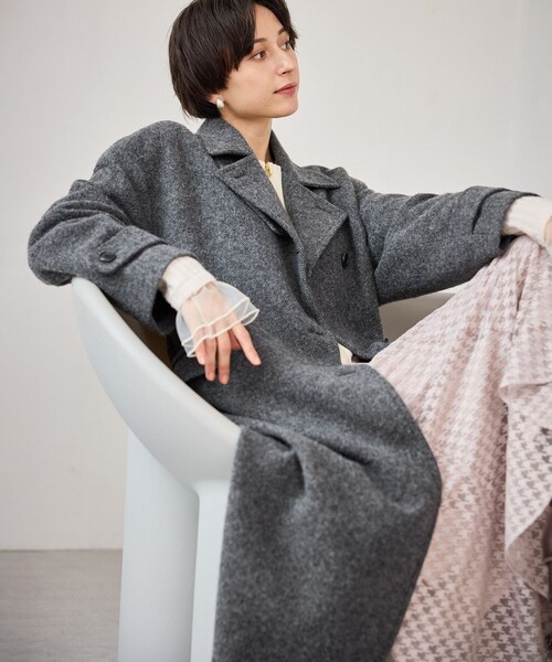 ROPE' PICNIC(ロペピクニック)の「JAPAN FABRIC スタンドカラーロングコート/一部WEB限定カラー(チェスターコート・レディース・ブラック系/グレー/ライトグレー/ベージュ系・F)」の21枚目の写真