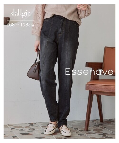 nissen（ニッセン）の「高身長　テーパードデニムパンツ（トールサイズ）Essenave（パンツ・レディース・インディゴブルー/ブラック(ワンウォッシュ)・64TT/67TT/70TT/73TT/76TT/80TT/84TT/88TT）」の6枚目の写真