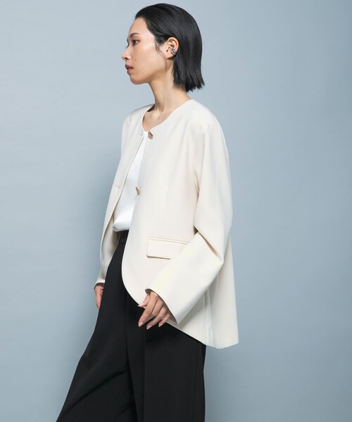 URBAN RESEARCH ROSSO（アーバンリサーチロッソ）の「『別注』CHIGNON×ROSSO　ラウンドヘムジャケット（その他アウター・レディース・OWHITE/BLACK・Free）」の4枚目の写真
