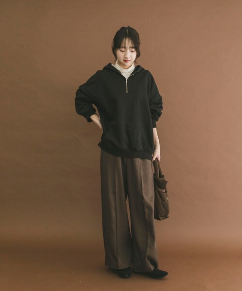 ITEMS URBANRESEARCH(アイテムズ アーバンリサーチ)の「ハイヒートコットンハーフジップスウェット(パーカー・レディース・BEG/GRY/BLK・Free)」の9枚目の写真