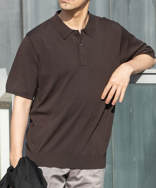 URBAN RESEARCH ROSSO（アーバンリサーチロッソ）の「『WEB限定』シルク混サマーニットポロシャツ（ポロシャツ・メンズ・GREIGE/BLUE GRAY/BROWN・M/L）」の15枚目の写真