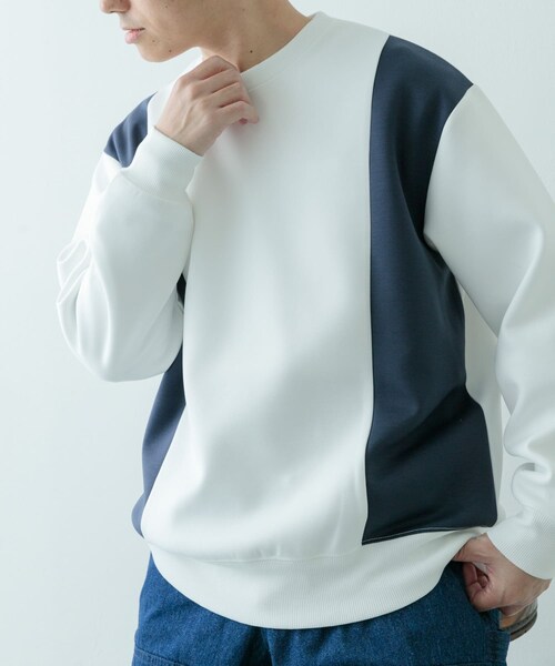 ITEMS URBANRESEARCH（アイテムズ アーバンリサーチ）の「ストレッチダンボール 切替トップス B（スウェット・メンズ・NVY/MOC/BLK・M/L）」の5枚目の写真