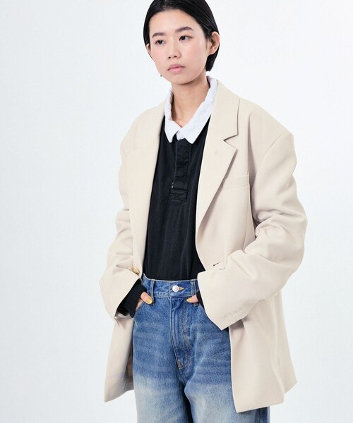 ADAM ET ROPE'(アダムエロペ)の「BOXY SET UP JACKET(テーラードジャケット・レディース・ブラック/ベージュ系・38/40/42)」の8枚目の写真