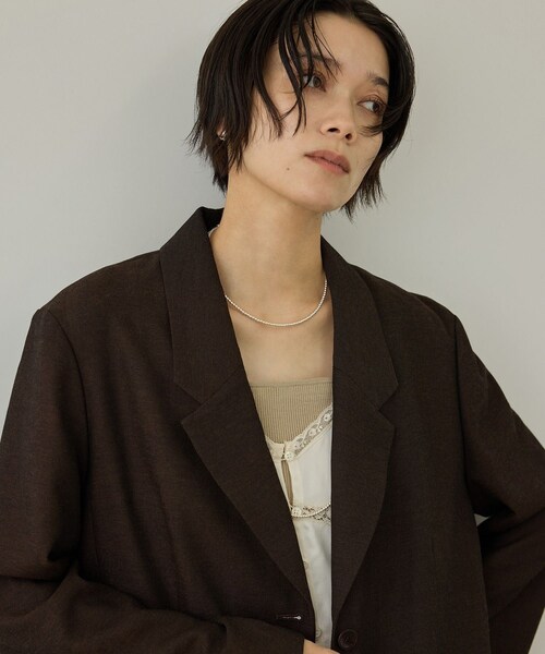 ADAM ET ROPE'(アダムエロペ)の「ビスコースウールエフォートレスジャケット / セットアップ対応(テーラードジャケット・レディース・ブラック/ブラウン・F)」の15枚目の写真