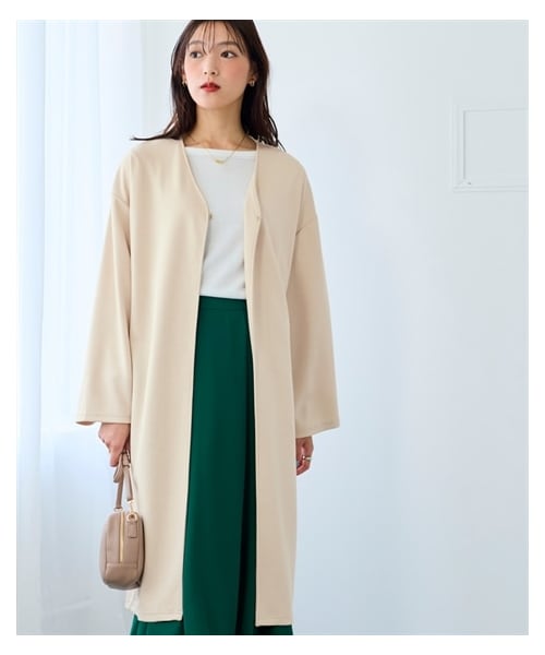 nissen（ニッセン）の「＜大きいサイズ＞なめらかポンチトッパーゆるシルエットコート（ジャケット/アウター・レディース・グレージュ/黒・L/LL/3L/4L/5L/6L/8L/10L）」の22枚目の写真