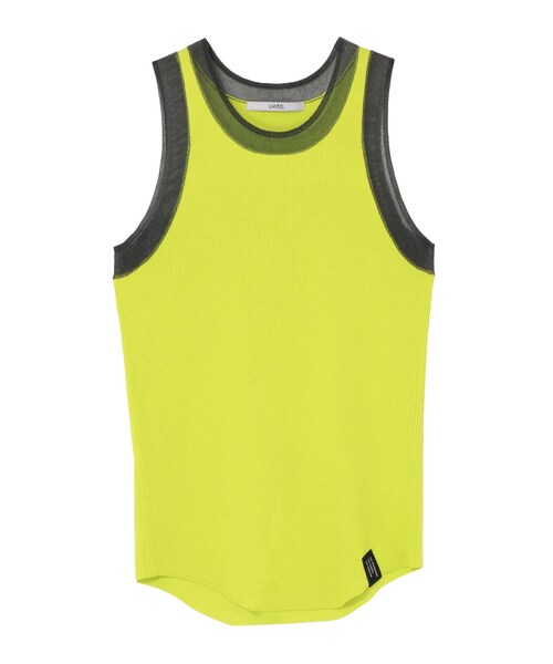 UN3D.（アンスリード）の「SHEER DOCKING KNIT TT（タンクトップ・レディース・グレー/ブラック/ライム/ブルー・F）」の4枚目の写真