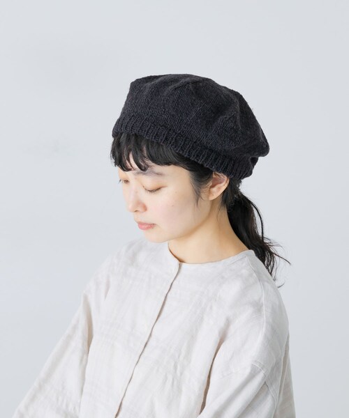 かぐれ(カグレ)の「ペルーニットベレー(ハンチング/ベレー帽・レディース・M/GRAY/BLACK・Free)」の4枚目の写真