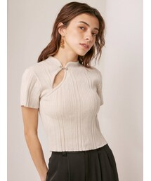 EVRIS | チャイナショートニットトップス(ニット/セーター)