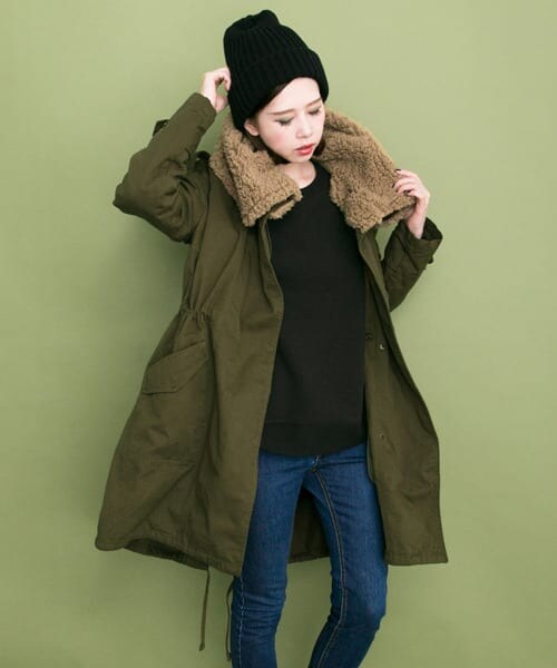 KBF（ケイビーエフ）の「WEB限定 2WAYモッズコート（モッズコート・レディース・CHARCOAL/KHAKI/NAVY・one）」の6枚目の写真