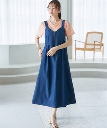 nissen | 大きいサイズ　フロントジップデニムジャンパースカート miclat(ワンピース)