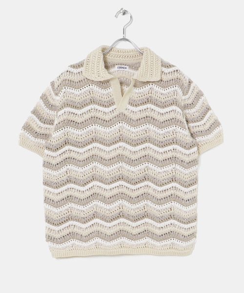 THE GOODLAND MARKET（ザグッドランドマーケット）の「米富繊維　ZIGZAG SUKASHI KNIT PULLOVER（ニット/セーター・レディース・64BLACK/02RED/40IVORY・FREE）」の2枚目の写真