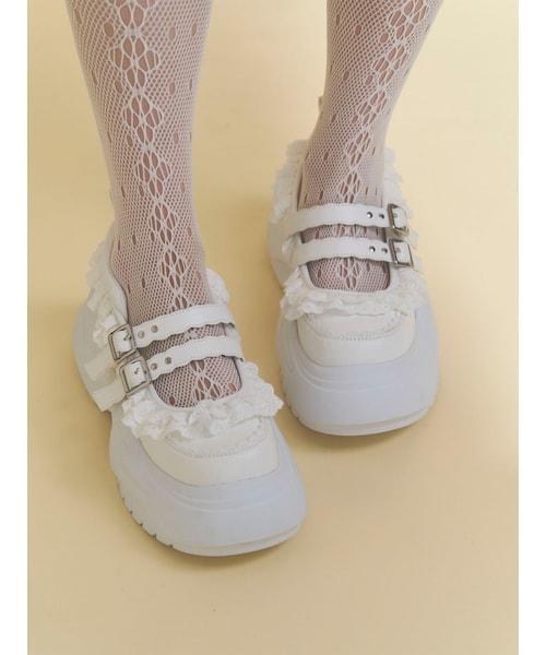 merry jenny（メリージェニー）の「frill mary jane metal sneakers（スニーカー・レディース・オフホワイト/アイボリー/ブラック/ピンク・S/M/L）」の18枚目の写真