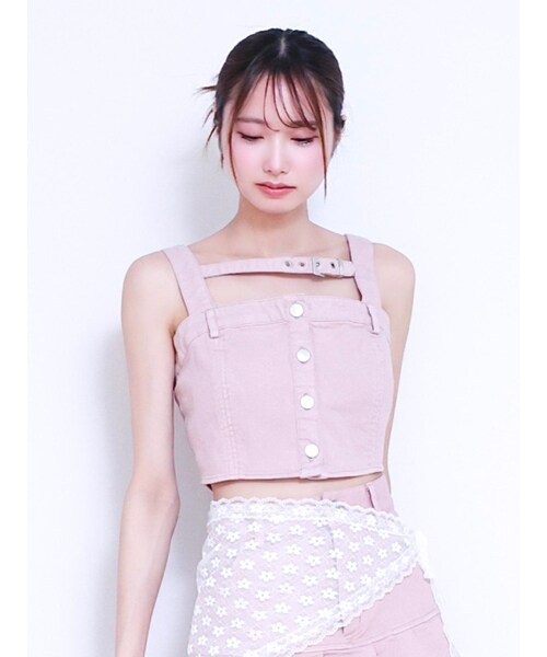 EATME（イートミー）の「ベルトデニムビスチェ（セットアップ可能）（キャミソール・レディース・ブラック/ピンク/ブルー・F）」の21枚目の写真