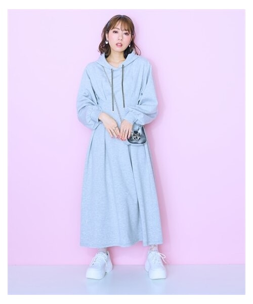 ＜大きいサイズ＞ロング丈パーカーワンピース　marun