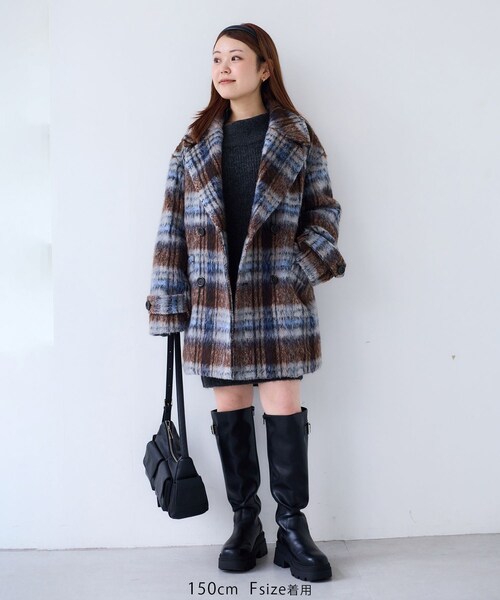 VIS(ビス)の「【WEB限定】シャギーミディ丈Pコート(ピーコート・レディース・ブラウン系/ネイビー・M/S)」の20枚目の写真