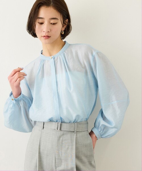 ROPE'(ロペ)の「キュプラシルクボリュームスリーブブラウス/イージーケア(シャツ/ブラウス・レディース・サックス/ピンク系・F)」の1枚目の写真