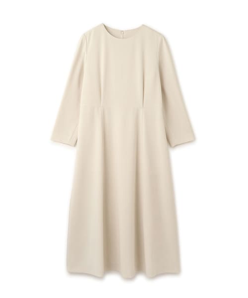 ROPE'（ロペ）の「トリアセダブルクロス セミフレアーワンピース/イージーケア・セットアップ対応・26SS（ワンピース・レディース・ベージュ/ネイビー・36/38/40）」の3枚目の写真