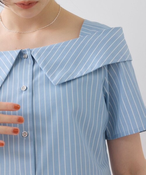VIS（ビス）の「【夏トク価格】オフショルライクハーフスリーブブラウス/イージーケア（シャツ/ブラウス・レディース・ホワイト系/ダークブラウン系/ブルー系・F）」の17枚目の写真