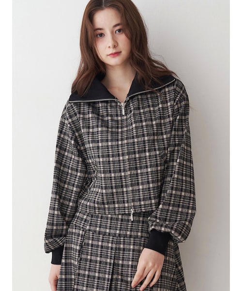 CALNAMUR（カルナムール）の「チェックニットソーブルゾン（ブルゾン・レディース・ブラック/ブラウン・F）」の5枚目の写真
