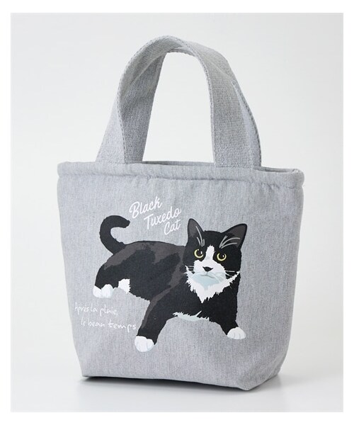 nissen（ニッセン）の「外側ポケット付アニマル柄保冷ミニトートバッグ（トートバッグ・メンズ・ライトベージュ(ミヌエット)/ネイビー(ペルシャ)/グレー(ハチワレ)/カーキ(しばいぬ)/ベージュ(シュナウザー)/アイボリー(といぷー)/ベージュ(ぱんだ)/ネイビー(しまえなが)・Y）」の2枚目の写真