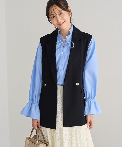 ROPE' PICNIC(ロペピクニック)の「洗えるウーリッシュジレ・ベスト/セットアップ対応(ベスト・レディース・ダークブラウン/ベージュ系/グリーン系/ネイビー・F)」の7枚目の写真