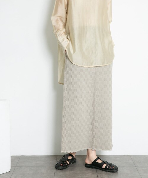 KBF（ケイビーエフ）の「チェッカーパターンデニムスカート（デニムスカート・レディース・BLUE/GRAY/BLACK・one）」の20枚目の写真