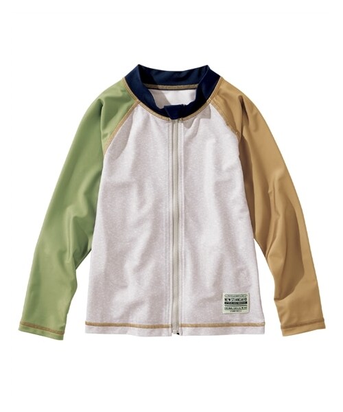 nissen（ニッセン）の「配色ラッシュガード（男の子　女の子　水着）（ラッシュガード・メンズ・グレー/マスタード・100/110/120）」の4枚目の写真