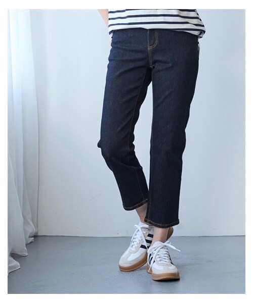 nissen（ニッセン）の「すごのびストレッチデニムクロップドパンツ（ゆったりヒップ）＜大きいサイズ有＞（パンツ・レディース・フェードブルー/ユーズドブルー/ネイビー・L/LL/3L/4L/5L/6L/8L/10L）」の6枚目の写真