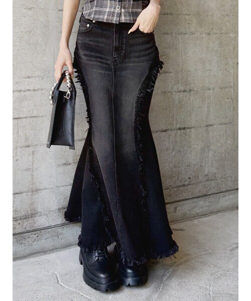 EVRIS（エヴリス）の「マーメイドデニムスカート（デニムスカート・レディース・ブラック/インディゴ・S/M）」の2枚目の写真