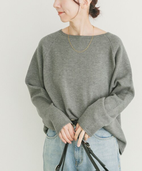 ITEMS URBANRESEARCH（アイテムズ アーバンリサーチ）の「『洗濯可』クルーネックラグランニット（ニット/セーター・レディース・GRY/L.PNK/NVY/BEG/RED・Free）」の7枚目の写真