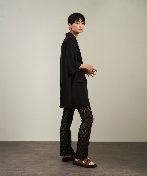 ADAM ET ROPE'（アダムエロペ）の「シアーレースレギンス［ストレッチ］（レギンス/スパッツ・レディース・ブラック/オフホワイト/ブラウン系・F）」の19枚目の写真