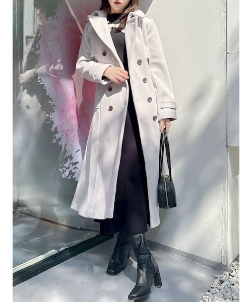 dazzlin（ダズリン）の「2WAYカラーウールライクトレンチコート（トレンチコート・レディース・ブラウン/アイボリー/ネイビー/グレー/ブラック・S/M）」の11枚目の写真