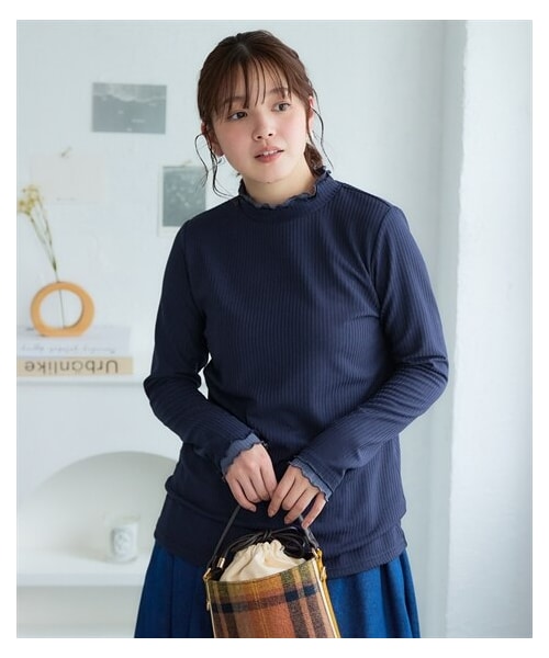 nissen（ニッセン）の「＜大きいサイズ＞配色メロウプチハイカットソートップス（Tシャツ/カットソー・レディース・ラベンダー×ピンク/黒×ラベンダー/モカ×黒/ネイビー×ダークブルー・L/LL/3L/4L/5L/6L/8L/10L）」の19枚目の写真