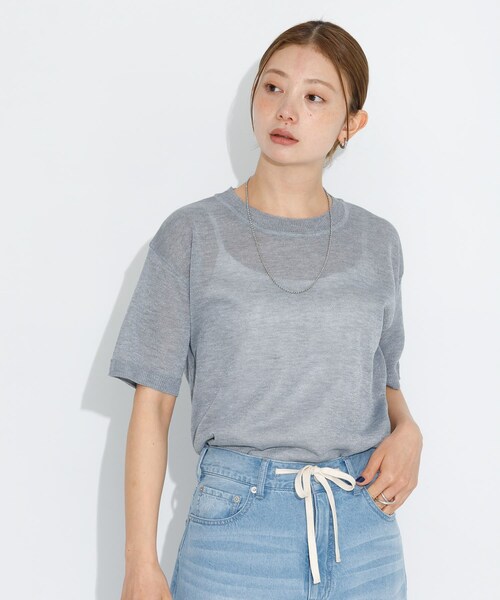 URBAN RESEARCH Sonny Label（アーバンリサーチサニーレーベル）の「シアーラメニットTシャツ（ニット/セーター・レディース・グレー/バター/ブラック・FREE）」の18枚目の写真