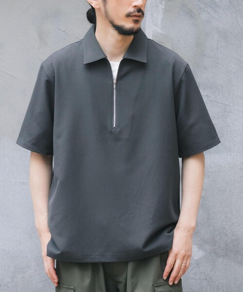 ITEMS URBANRESEARCH（アイテムズ アーバンリサーチ）の「冷感+速乾TRストレッチハーフZIP プルオーバー（シャツ/ブラウス・メンズ・CHARCOAL/BEIGE/BLUE/GREEN・M/L）」の11枚目の写真