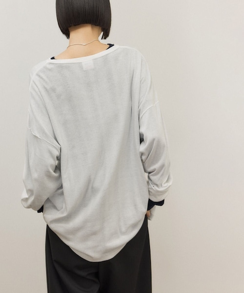 ADAM ET ROPE'（アダムエロペ）の「【Miller for ADAM ET ROPE'】別注 L/S SHEER TEE（2PACK）（Tシャツ/カットソー・レディース・ホワイト/レッド・F）」の13枚目の写真