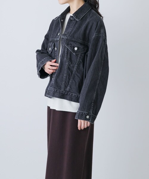 かぐれ（カグレ）の「HARi　WIDE SLEEVE DENIM JACKET（デニムジャケット・レディース・BLACK・2）」の4枚目の写真