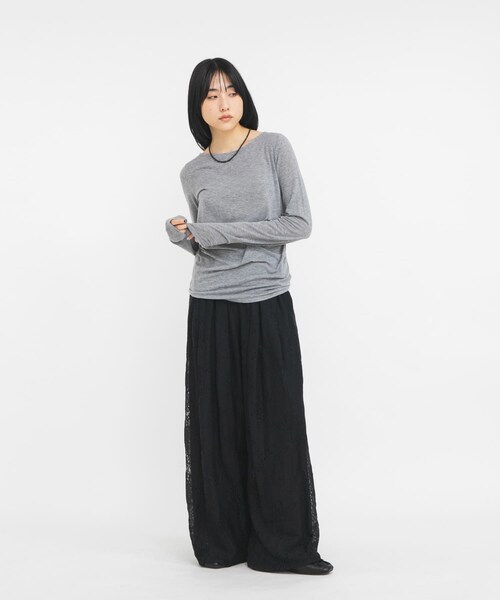 KBF（ケイビーエフ）の「タックドレープロンTEE（Tシャツ/カットソー・レディース・IVORY/PINK/BROWN/TOP GRAY・One）」の18枚目の写真