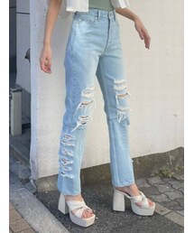 EMODA | フーリーリップドジャストウェストジーンズ(デニムパンツ)