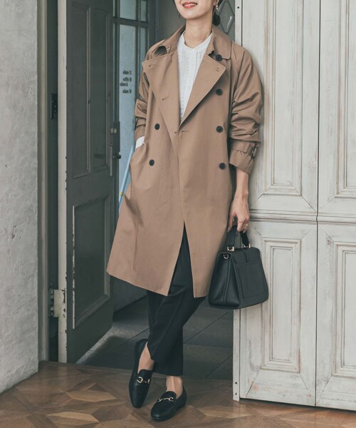 URBAN RESEARCH DOORS（アーバンリサーチドアーズ）の「撥水トレンチコート（ステンカラーコート・レディース・BEIGE/D.NAVY・Free）」の7枚目の写真
