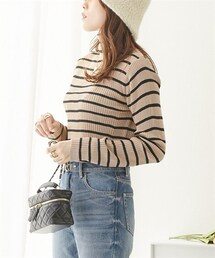 nissen | ボーダー　リブタートルネックニット（洗濯機ＯＫ）(ニット/セーター)