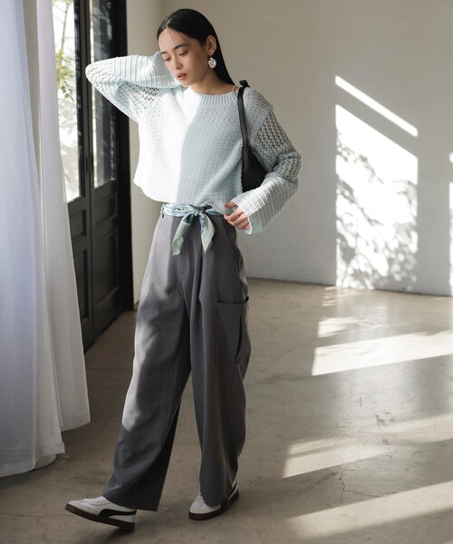 VIS(ビス)の「タックカーゴパンツ(カーゴパンツ・レディース・チャコール/オフホワイト・F)」の8枚目の写真