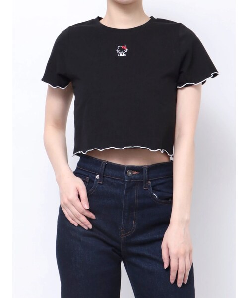 MERCURYDUO(マーキュリーデュオ)の「【ハローキティコラボ】配色ワンポイント刺繍Tシャツ(Tシャツ/カットソー・レディース・オフホワイト/ブラック・F)」の21枚目の写真