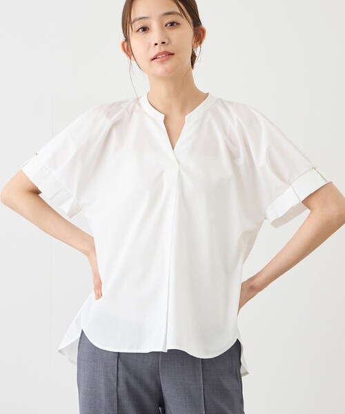 Jayro(ジャイロ)の「袖タックスキッパーシャツ(シャツ/ブラウス・レディース・ホワイト系/ネイビー/ブルー系/サックス/ピンク系・M)」の12枚目の写真