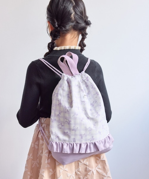 ROPE' PICNIC(ロペピクニック)の「【KIDS/キッズ】チェック×リボン柄ナップザック(バックパック/リュック・キッズ・サックス/ラベンダー系・F)」の8枚目の写真
