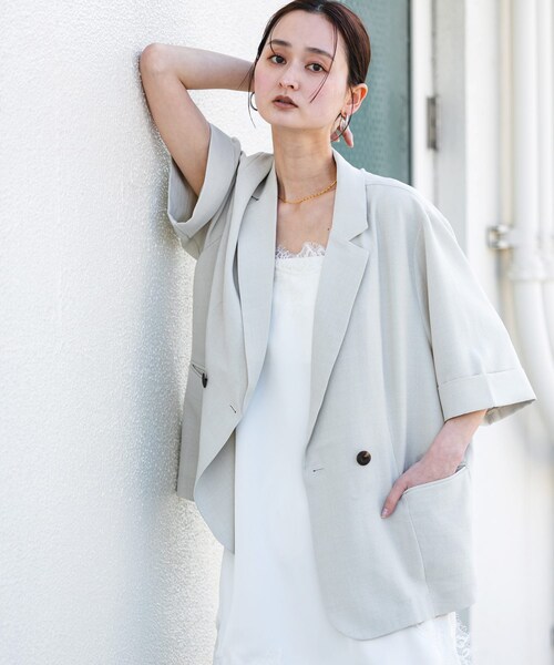 SENSE OF PLACE by URBAN RESEARCH(センスオブプレイスバイアーバンリサーチ)の「『一部WEB限定カラー』『UR TECH DRYLUXE』リネンライクジャケット(テーラードジャケット・レディース・CHARCOAL/GREIGE/BEIGE/NAVY・One)」の20枚目の写真