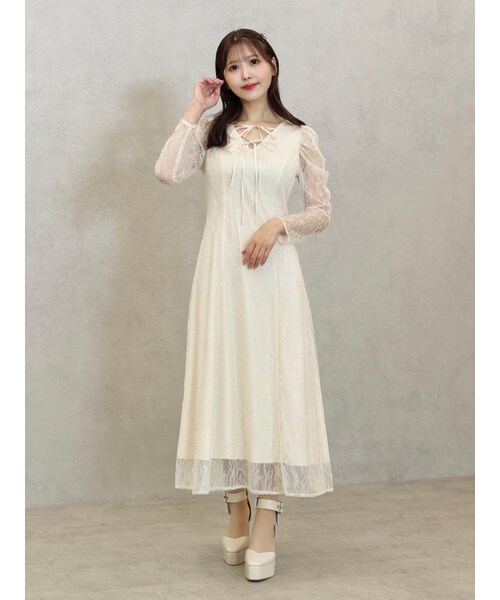 EATME（イートミー）の「ダブルリボンレースワンピース（ドレス・レディース・アイボリー/ブラック/ピンク・S/M）」の4枚目の写真